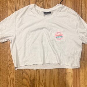 90210 White Cropped T-Shirt with Graphic Pocket